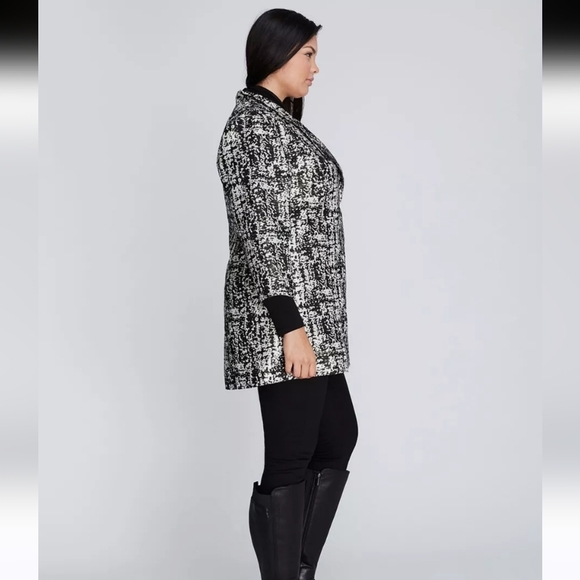 NEW LANE BRYANT PLUS SIZE BLACK & GOLD METALLIC JACQUARD JACKET - Picture 4 of 10